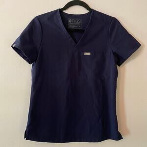 Figs Women's V-Neck Scrub Top in Navy